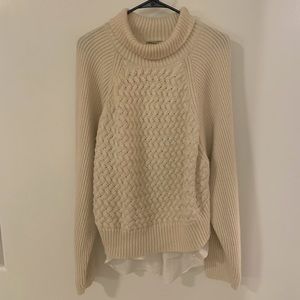 AllSaints Sweater Cream with blouse / shirt under large turtleneck knitted